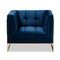 Baxton Studio Ambra Blue Velvet Upholstered and Tufted Armchair with Gold-Tone Frame 156-8868 - alternate 2